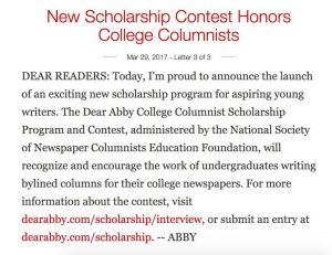 Screenshot of online Dear Abby column of 29 March 2017