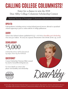 Flyer for 2018 College Columnist Contest